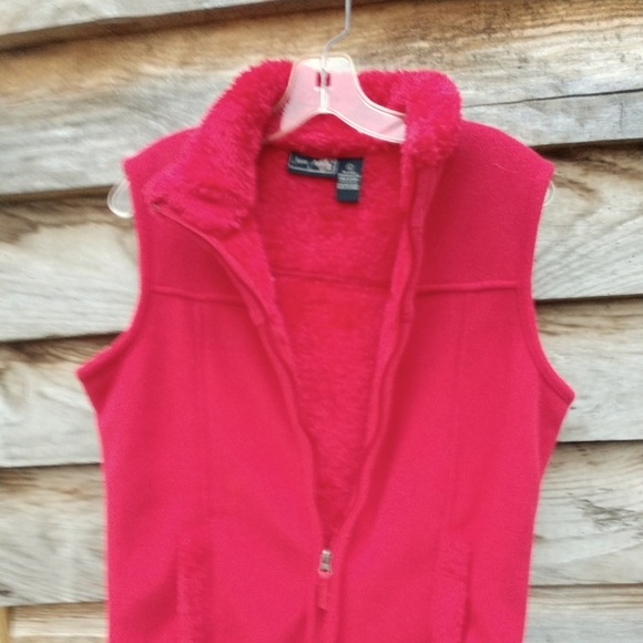 Women's Vest Jane Ashley Casual Sherpa Fleece Zip Up Vest Red Size Large - Picture 5 of 10